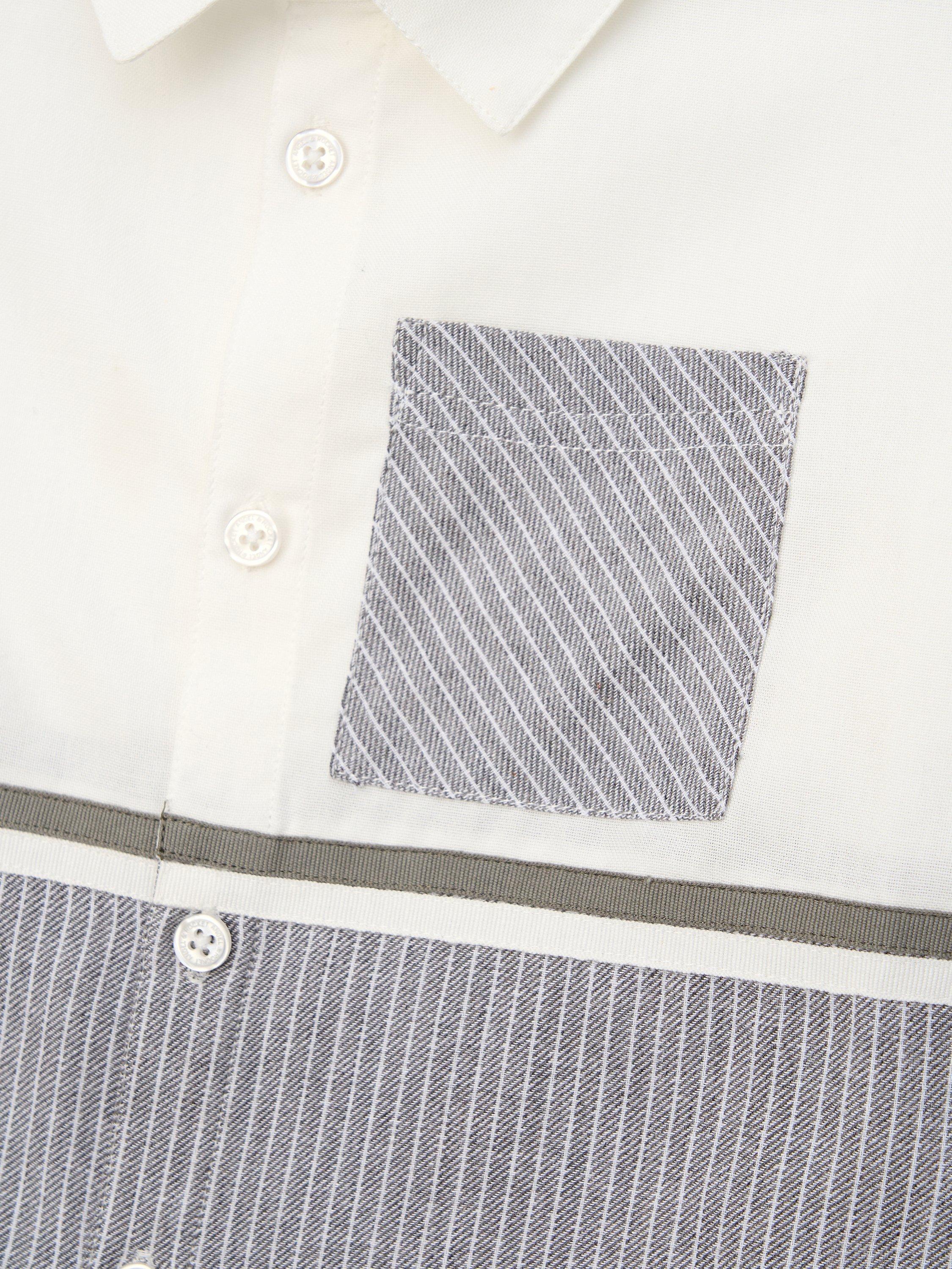 Product image 7 of 7, which shows Angel & Rocket Kids' Cotton Stripe Colour Block Shirt, Grey, 3 years