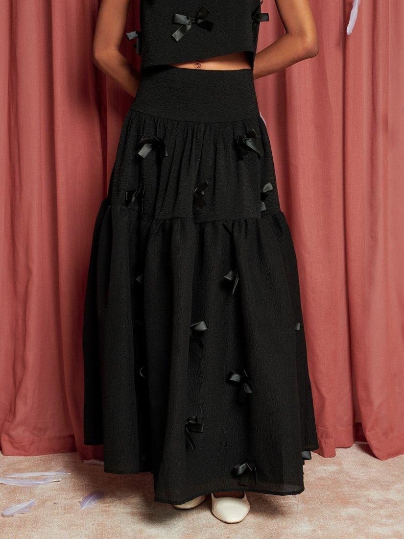 Sister Jane Birdie Bow Maxi Skirt, Black
