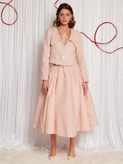 Sister Jane Dream Swift Jacquard Textured Midi Skirt, Pink, Pink