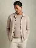 Reiss Saint Fine-Ribbed Cardigan, Oatmeal Melange