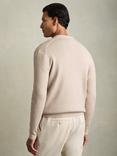 Reiss Saint Fine-Ribbed Cardigan, Oatmeal Melange