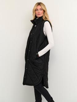 KAFFE Meria Quilted Longline Gilet, Black, Black