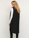 KAFFE Meria Quilted Longline Gilet, Black