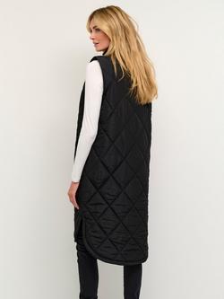 KAFFE Meria Quilted Longline Gilet, Black - view 2, Black