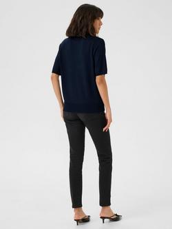 KAFFE Lizza Polo Knit Top, Midnight Marine - view 2, Midnight Marine