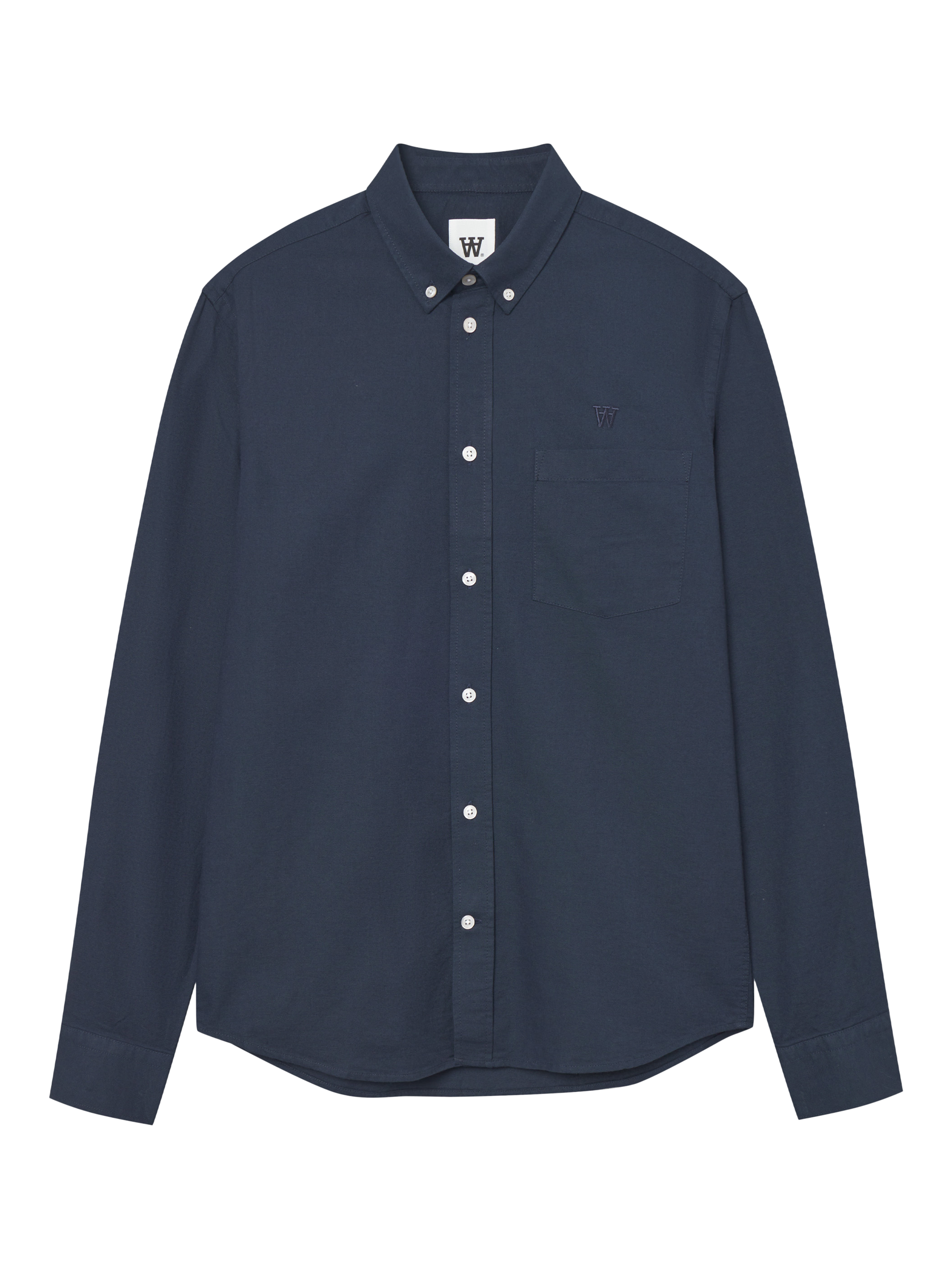 Product image 1 of 2, which shows WOOD WOOD Cotton Regular Fit Embroidered Logo Shirt, Outer Space, S