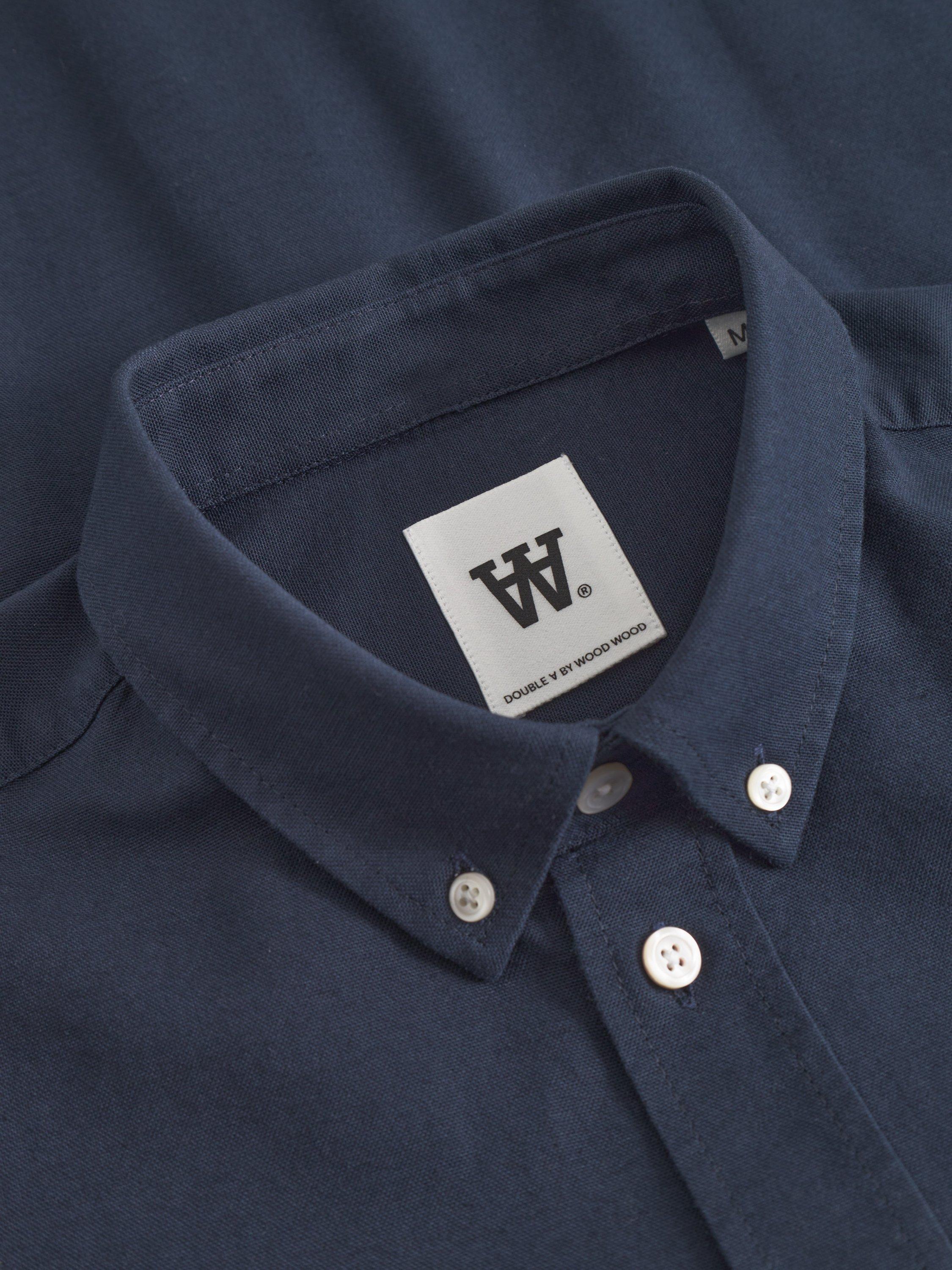 Product image 2 of 2, which shows WOOD WOOD Cotton Regular Fit Embroidered Logo Shirt, Outer Space, S