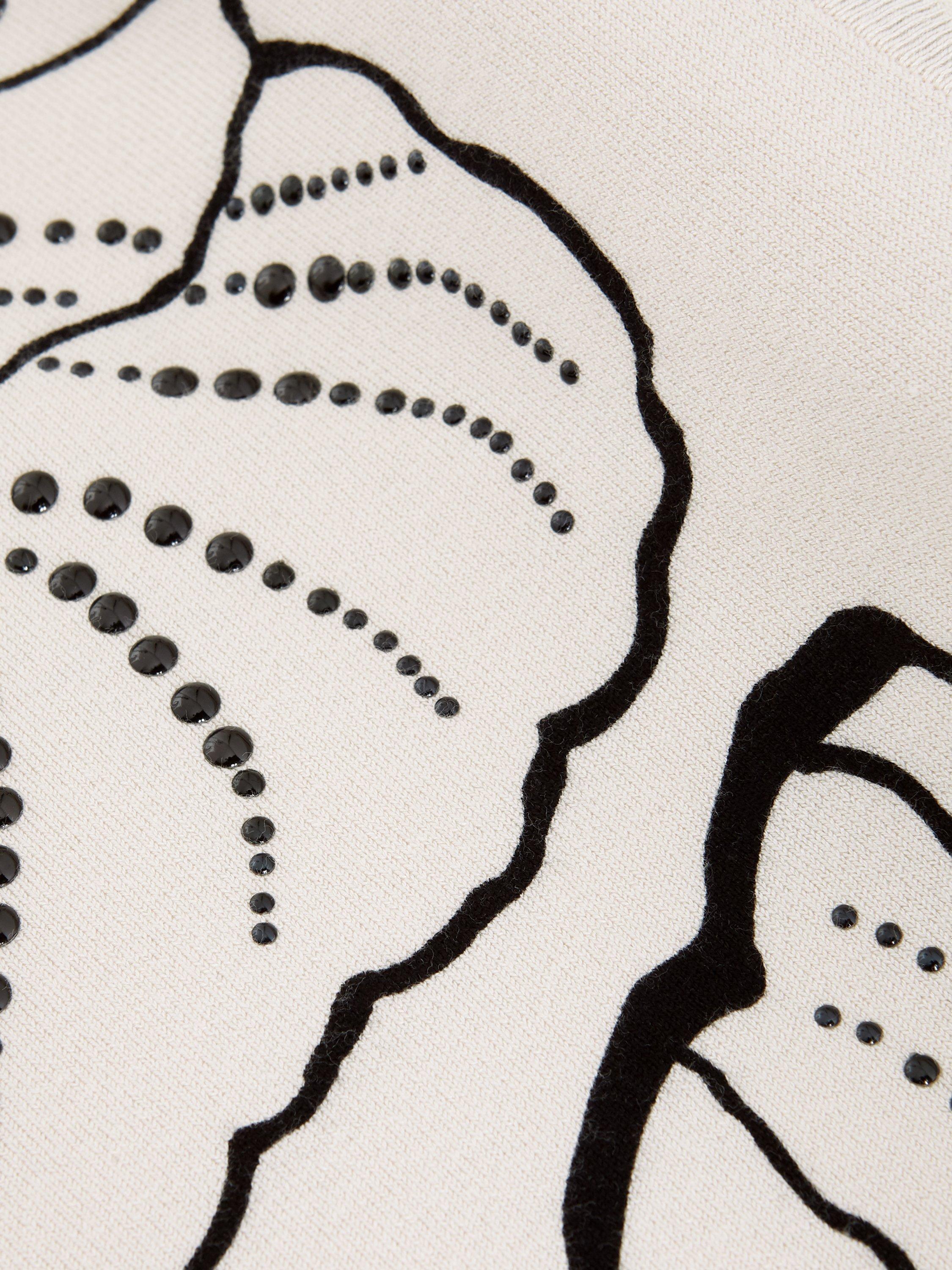 Product image 6 of 7, which shows Phase Eight Poppie Floral Stud Top, Black/Ivory, XS