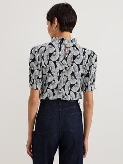 Phase Eight Samiha Fan Print Top, Navy - view 2, Navy