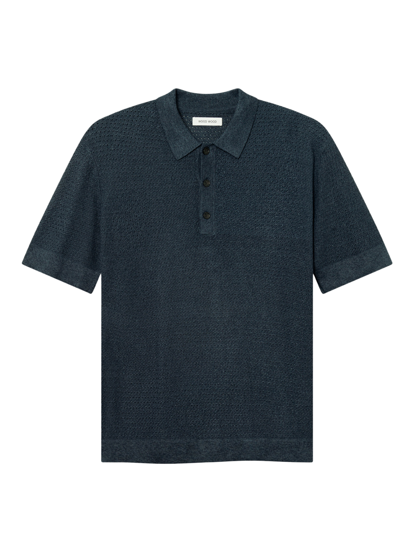 Product image 1 of 2, which shows WOOD WOOD Upton Regular Fit Short Sleeve Polo Shirt, Dark Navy, S