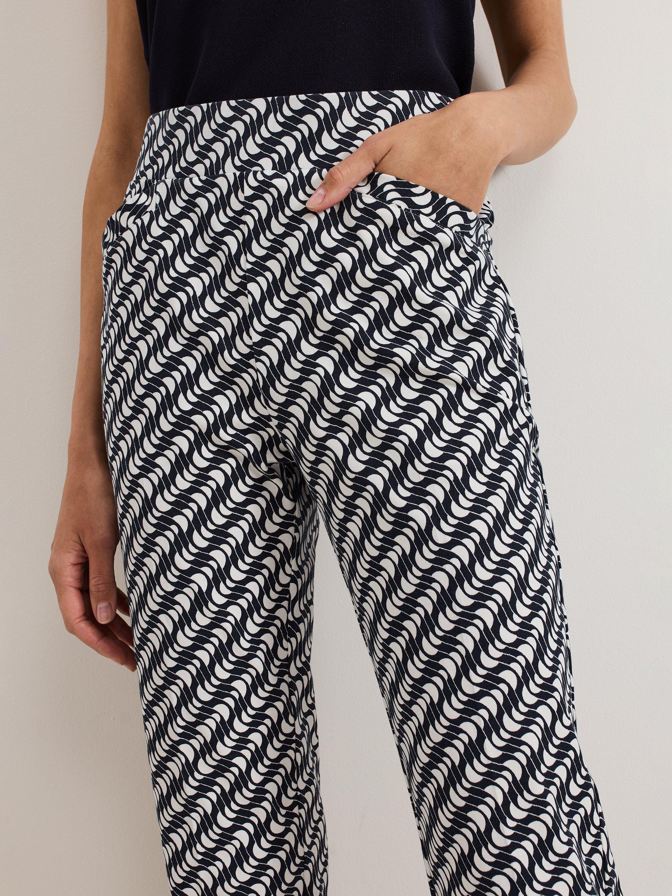 Product image 4 of 8, which shows Phase Eight Carmella Slim Cigarette Trousers, Navy/Ivory, 10