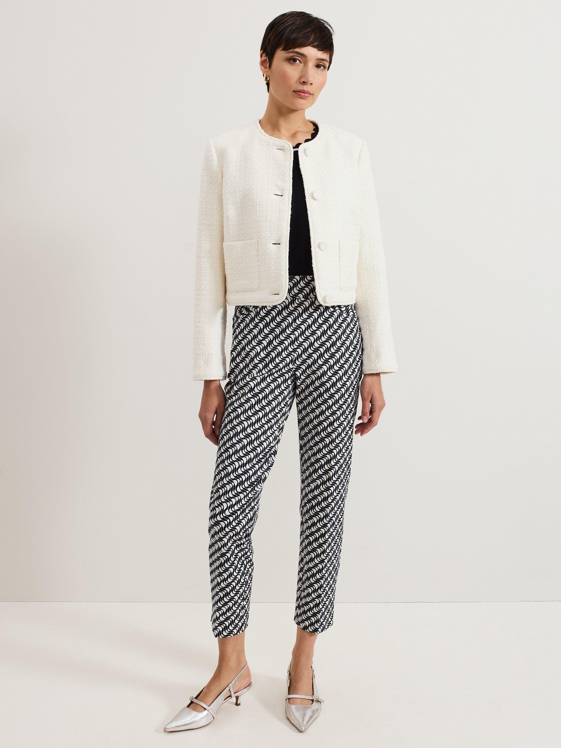 Product image 8 of 8, which shows Phase Eight Carmella Slim Cigarette Trousers, Navy/Ivory, 10