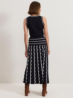 Phase Eight Liz Scalloped Skirt, Navy/Ivory - view 2, Navy/Ivory