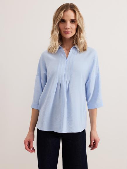 Phase Eight Cynthia Pleat Front Shirt, Blue, Blue