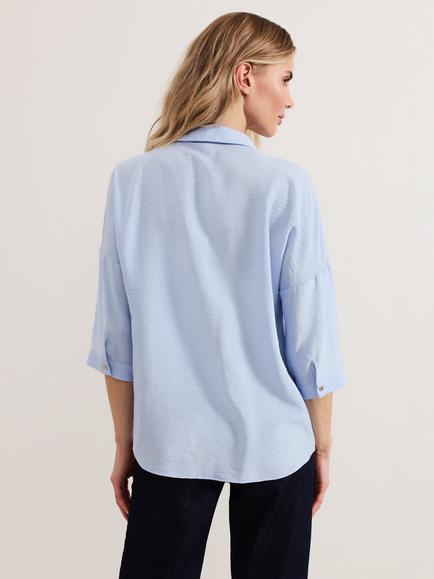 Phase Eight Cynthia Pleat Front Shirt, Blue - view 2, Blue
