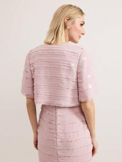 Phase Eight Amitis Sequin Jacket, Antique Rose - view 2, Antique Rose
