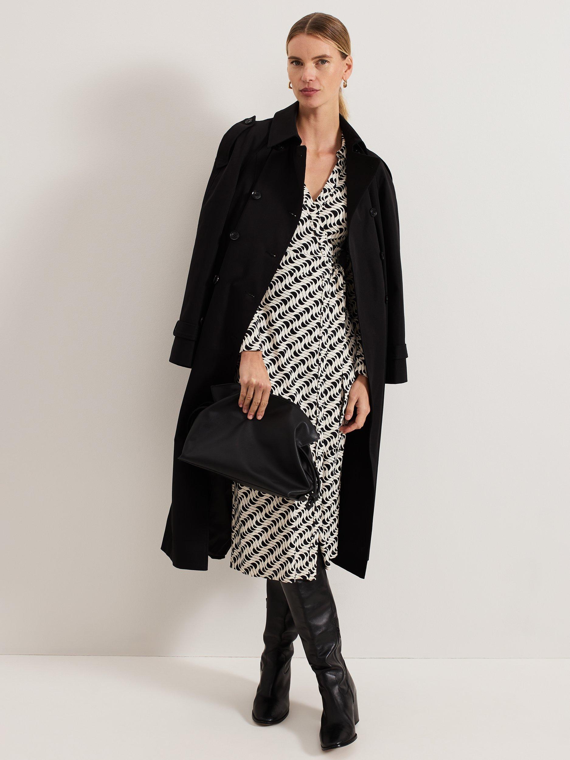 Product image 9 of 9, which shows Phase Eight Gina Geometric Dress, Navy/Ivory, 8