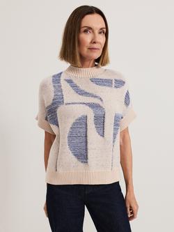 Phase Eight Sara Geometric Knit Top, Blue, Blue
