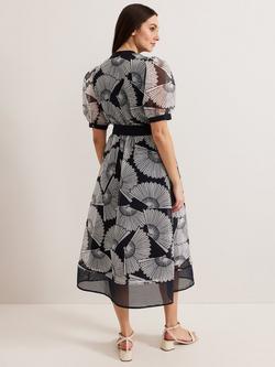 Phase Eight Skylar Shirt Midi Dress, Navy/White - view 2, Navy/White