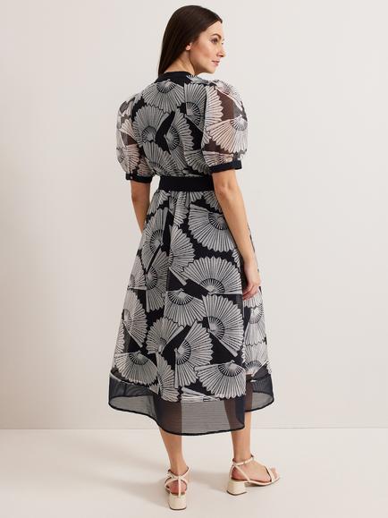 Phase Eight Skylar Shirt Midi Dress, Navy/White - view 2, Navy/White