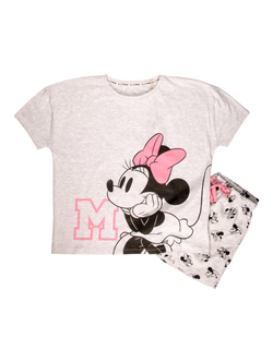 Brand Threads Disney Minnie Mouse Shortie Pyjama Set, Greym, Greym