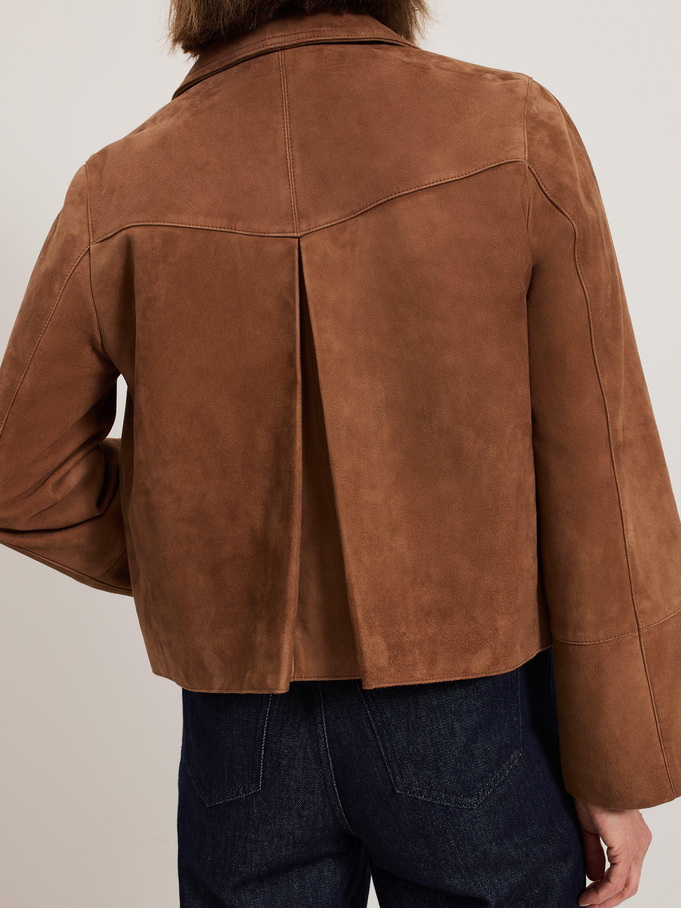Product image 8 of 8, which shows Phase Eight Indira Suede Jacket, Tan, 6