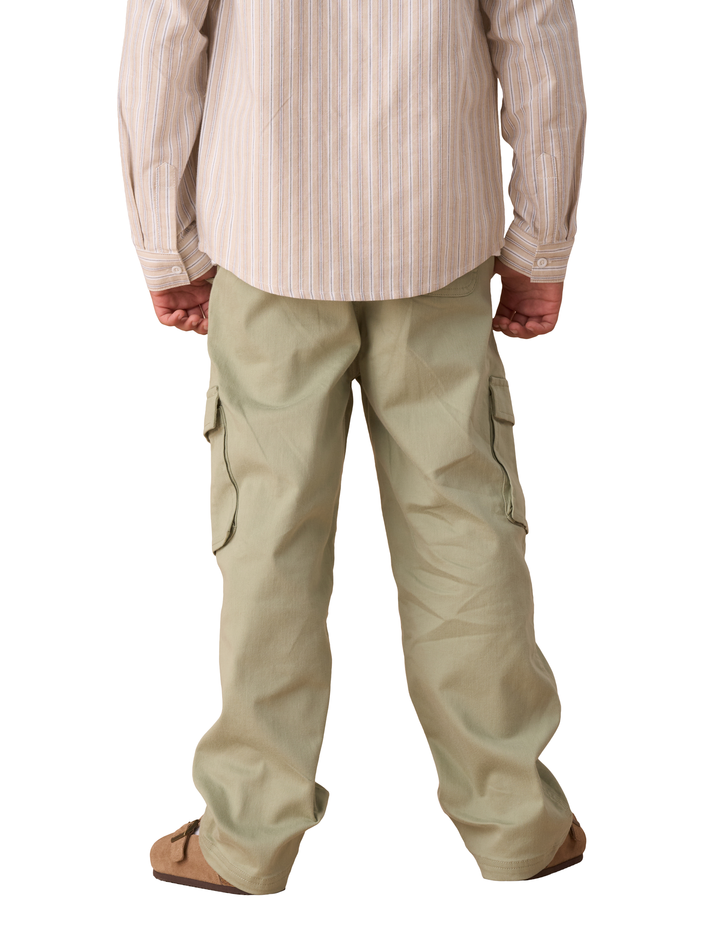 Product image 2 of 6, which shows Angel & Rocket Kids' Denim Cargo Jeans, Green, 4 years