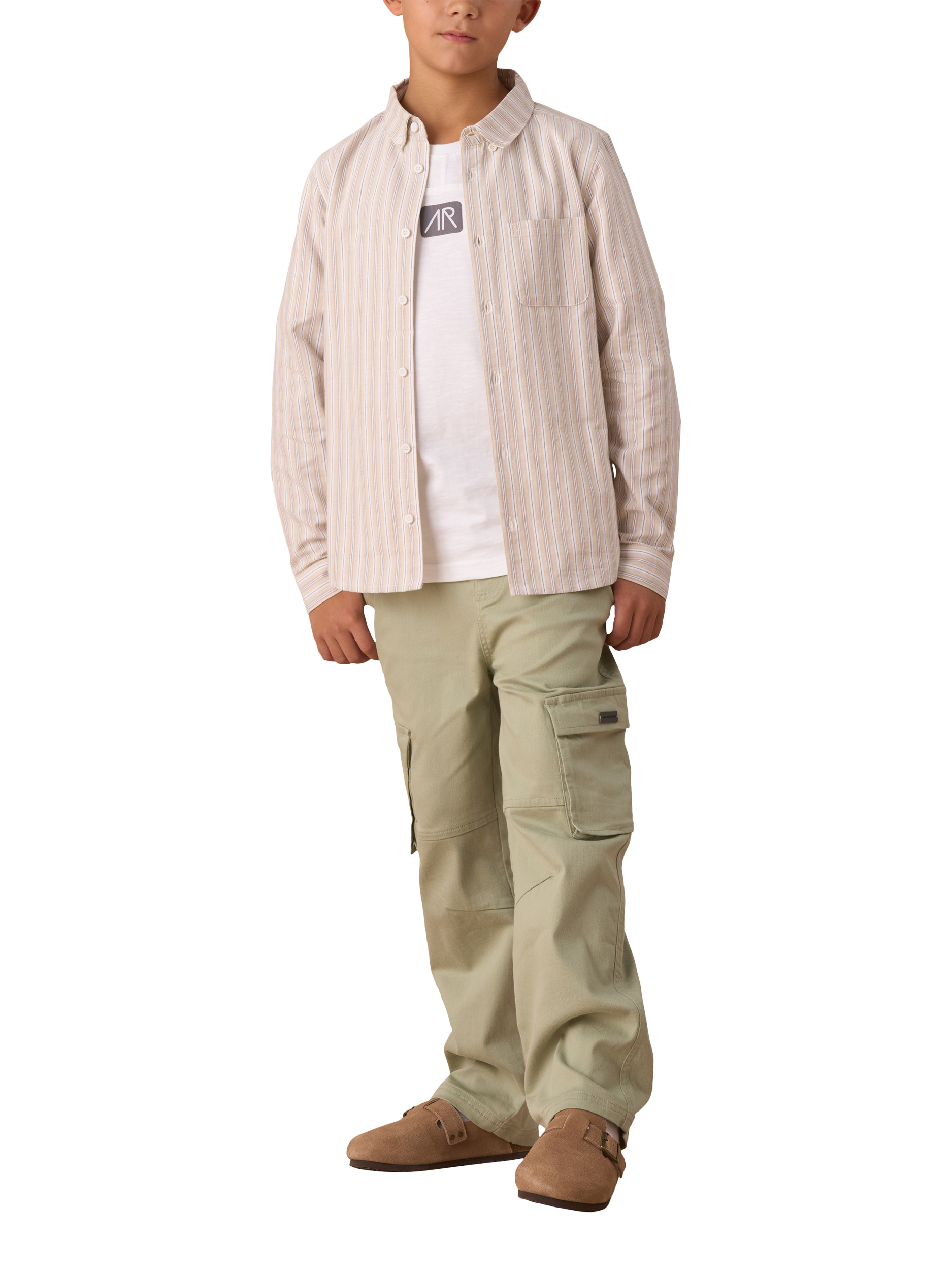 Product image 3 of 6, which shows Angel & Rocket Kids' Denim Cargo Jeans, Green, 4 years