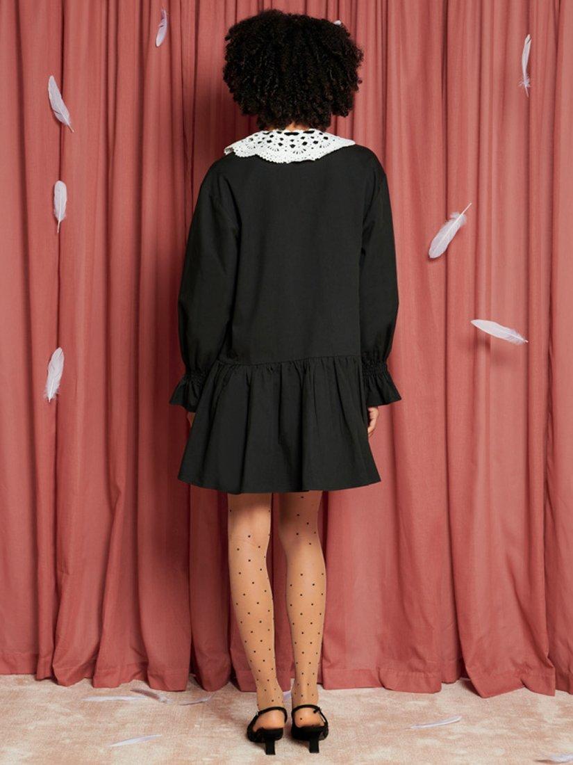 Product image 4 of 7, which shows Sister Jane Orel Crochet Neck Mini Dress, Black/White, 6