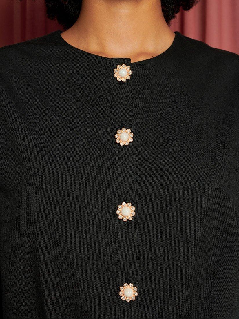 Product image 7 of 7, which shows Sister Jane Orel Crochet Neck Mini Dress, Black/White, 6
