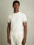 Reiss Emmerson Tape-Cuff Textured T-Shirt, White