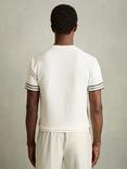 Reiss Emmerson Tape-Cuff Textured T-Shirt, White