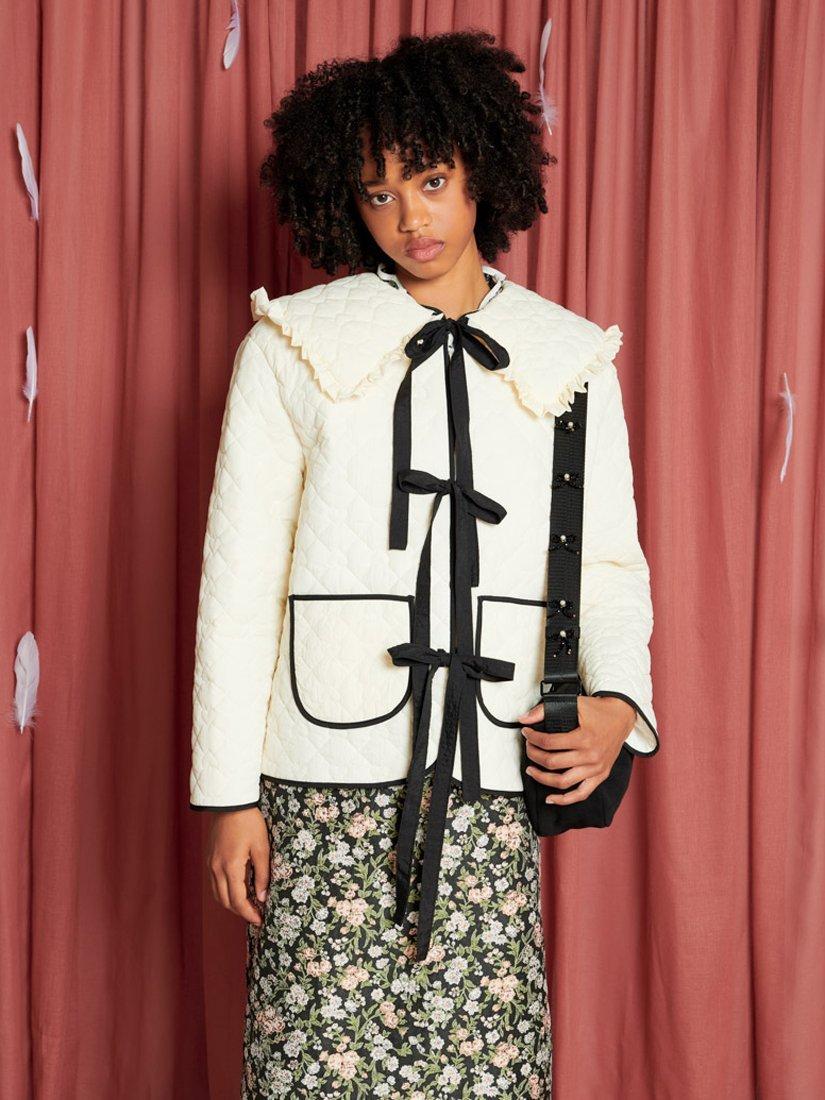 Sister Jane Swallow Hearts Quilted Jacket, White/Black