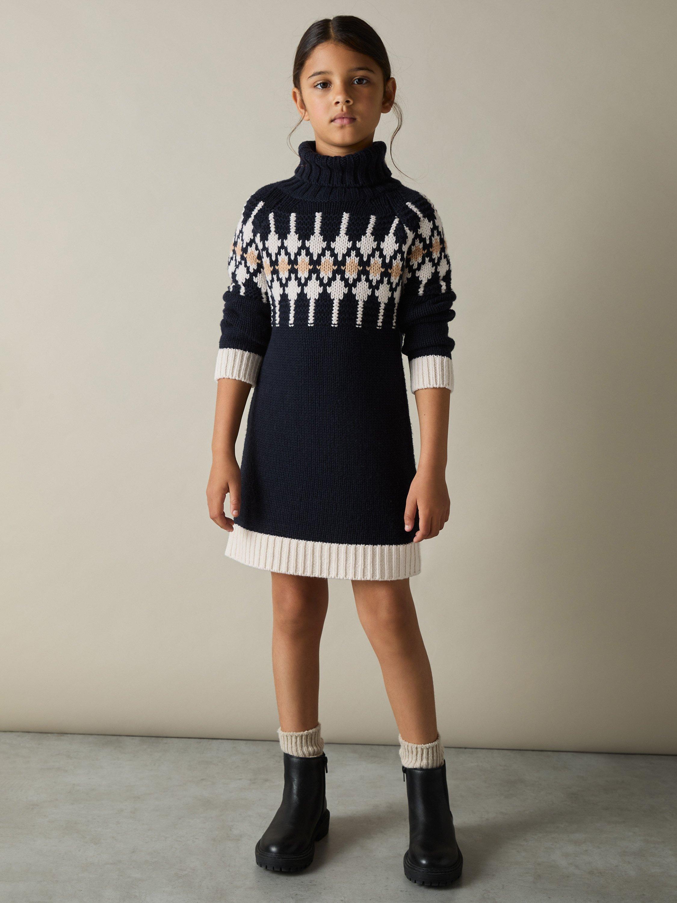 Reiss Kids' Emily Jumper Dress, Navy/Multi
