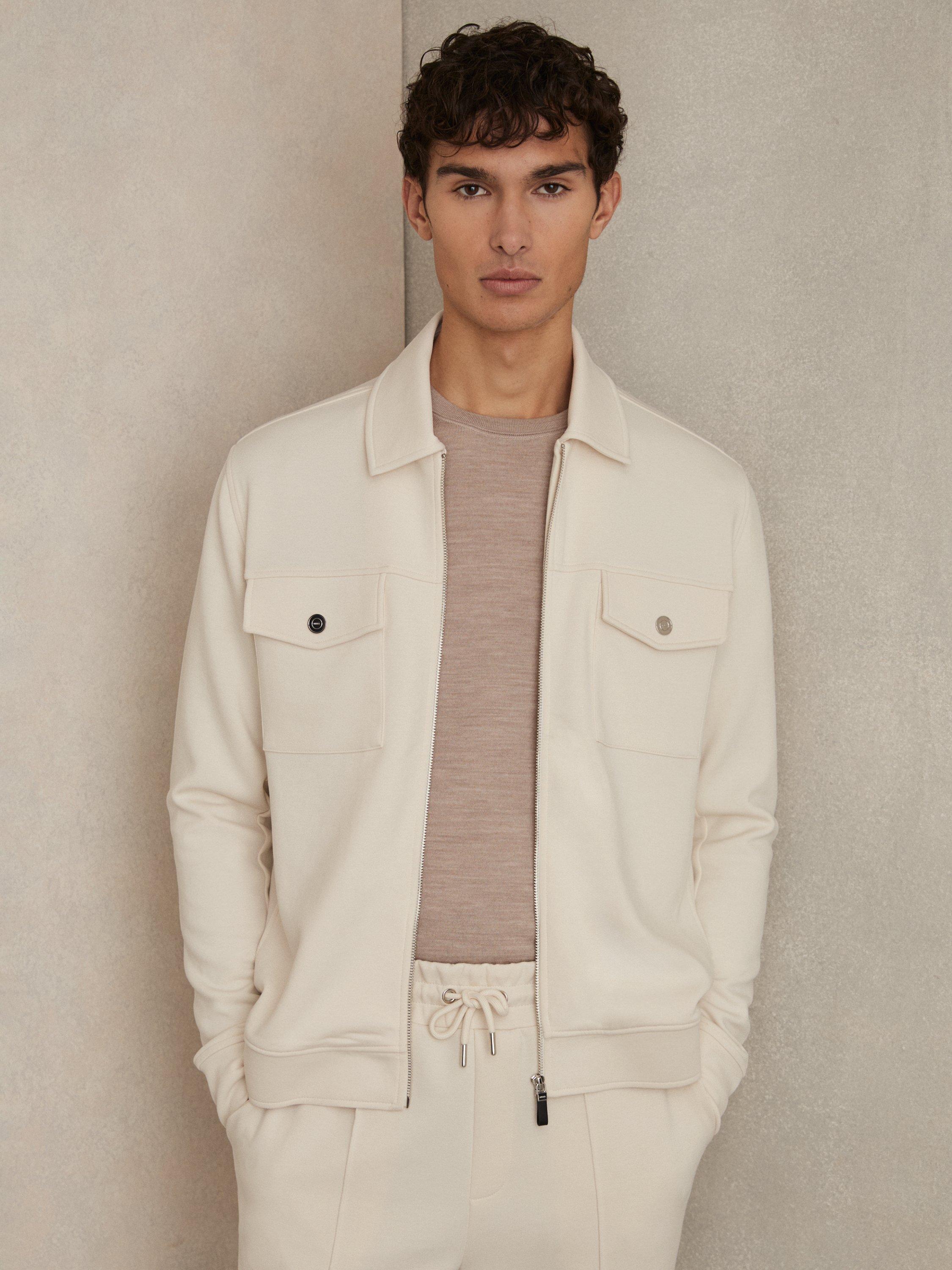 Reiss Medina Zipped Shirt, Off White