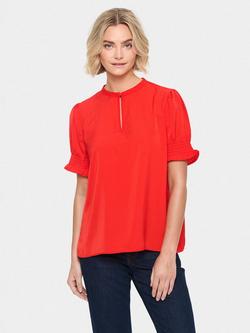 Saint Tropez Ruffle Sleeve Top, Scarlet, Scarlet