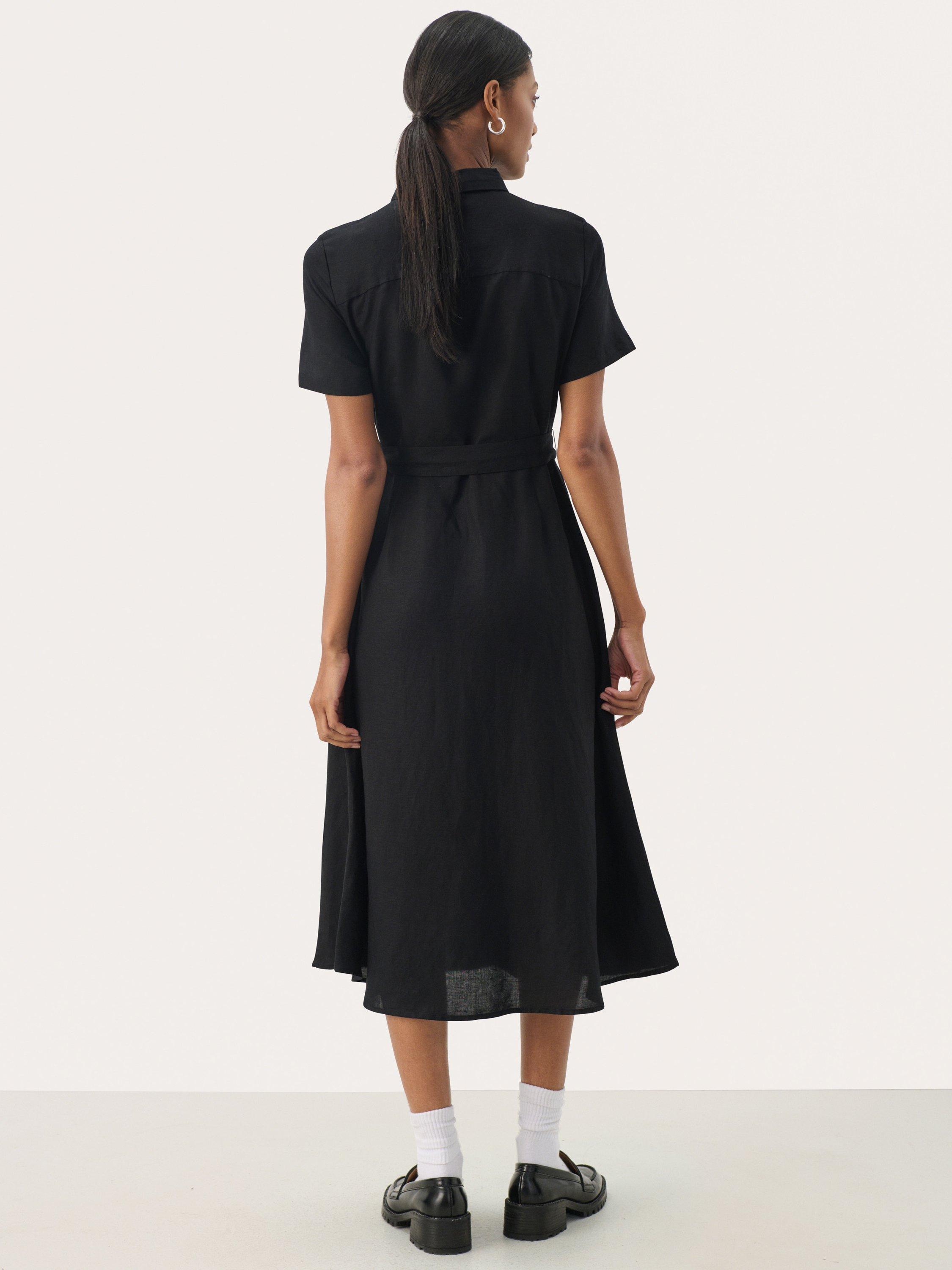 Product image 2 of 6, which shows Part Two Eflin Linen Blend Shirt Dress, Black, 8
