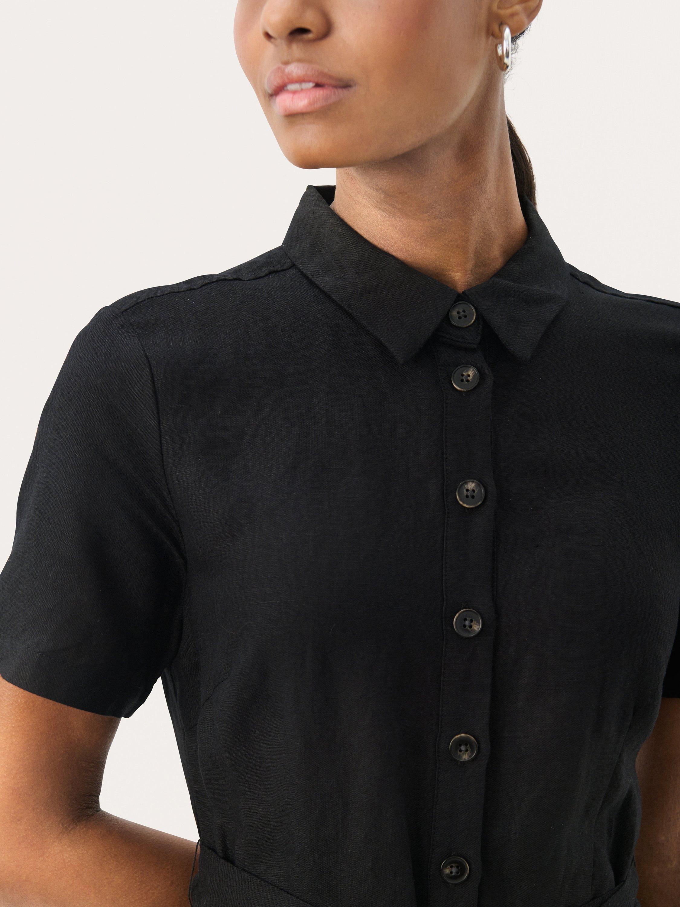 Product image 4 of 6, which shows Part Two Eflin Linen Blend Shirt Dress, Black, 8