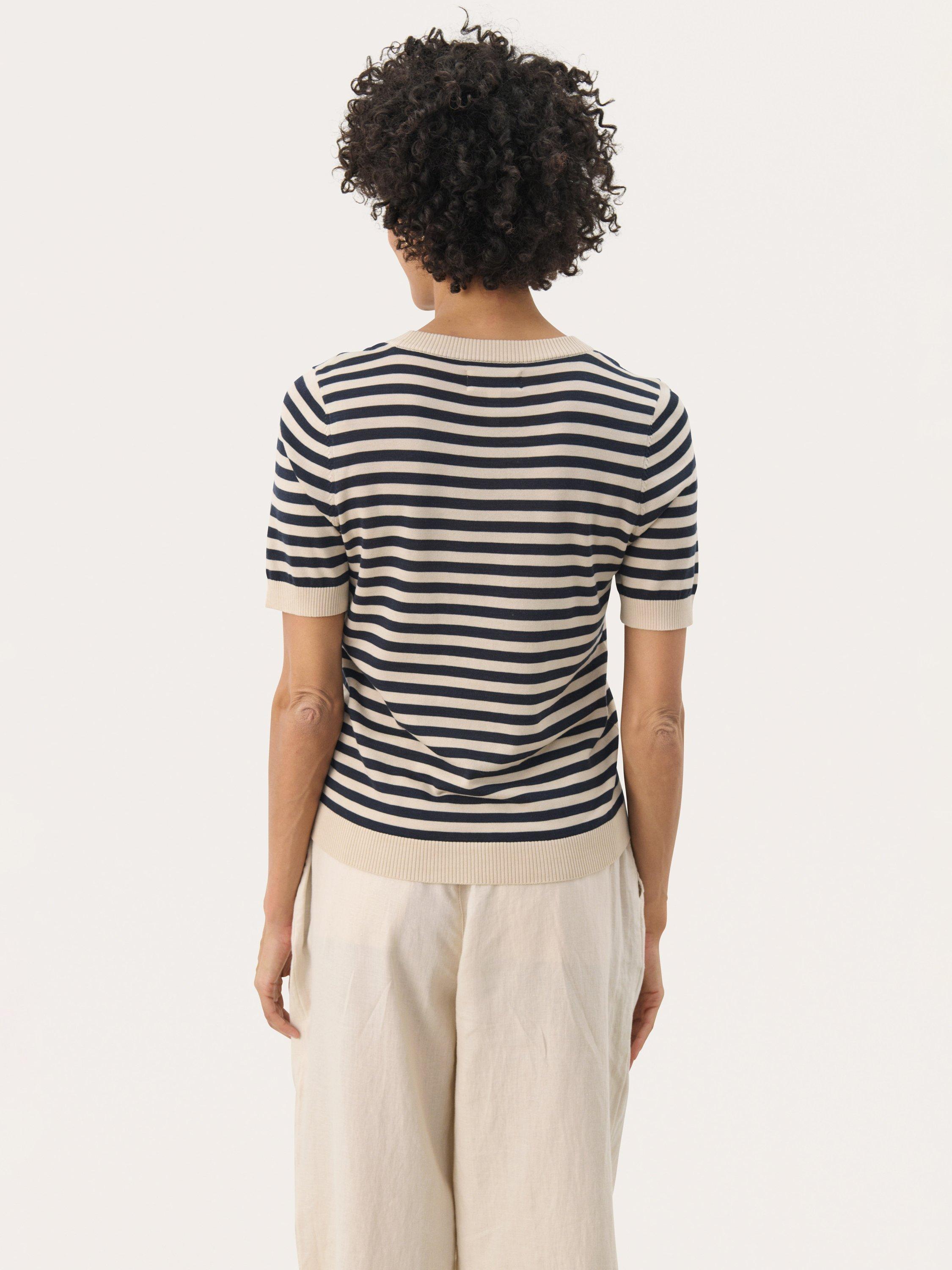 Product image 2 of 6, which shows Part Two Nattaya Stripe Short Sleeve Jumper, French Navy, XS