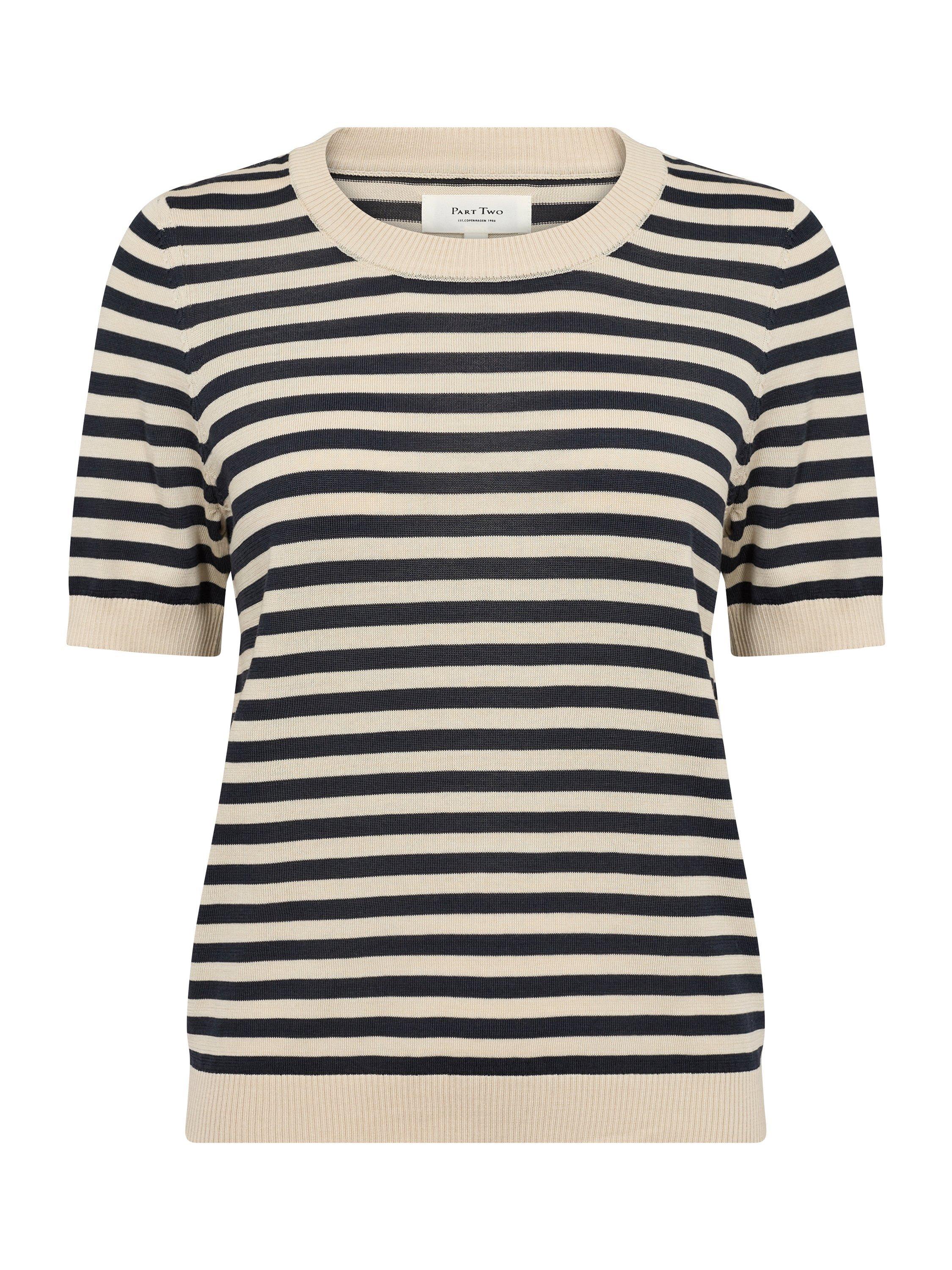 Product image 5 of 6, which shows Part Two Nattaya Stripe Short Sleeve Jumper, French Navy, XS