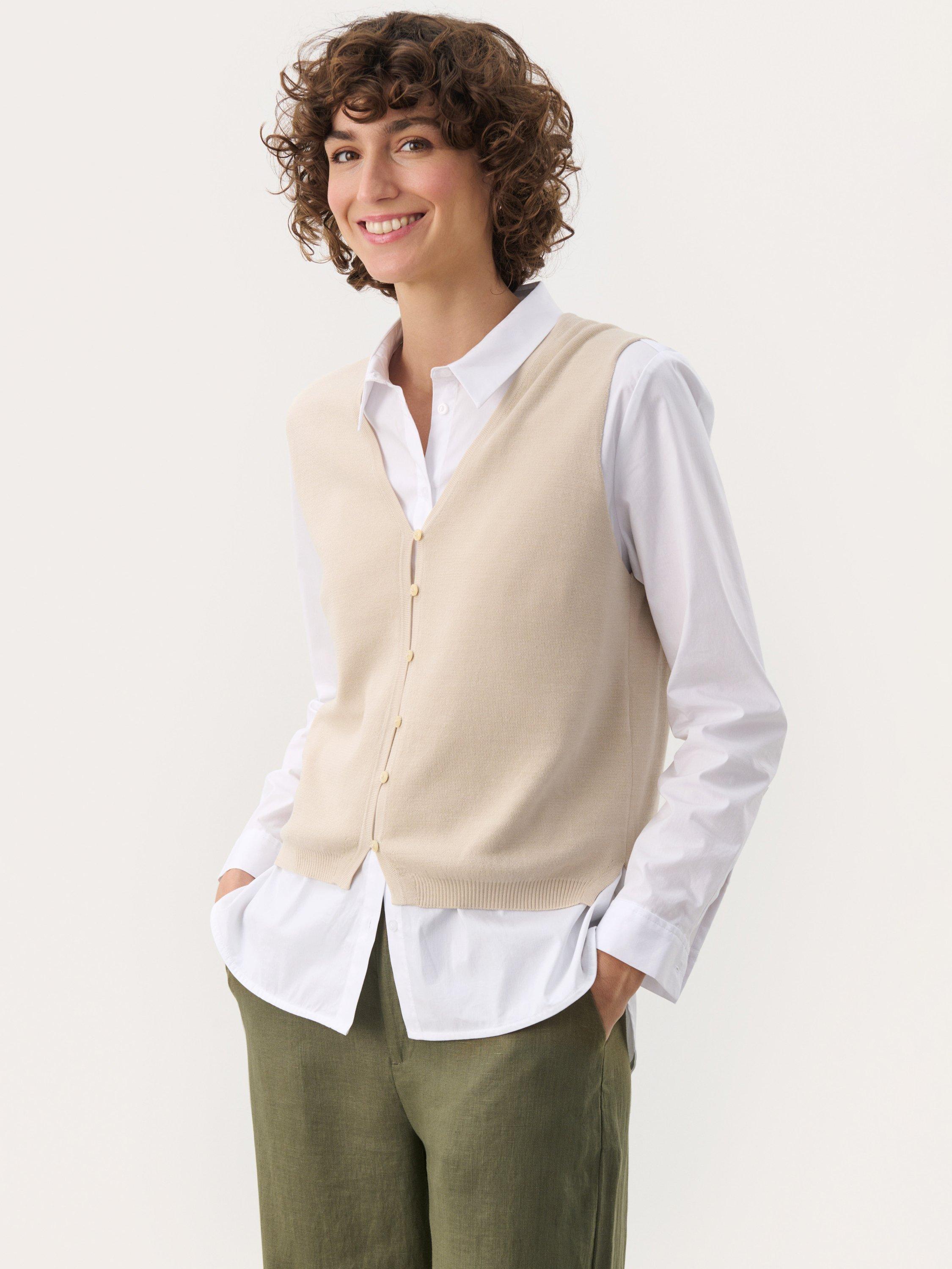 Product image 1 of 6, which shows Part Two Natika V-Neck Sleeveless Knit Top, French Oak, S