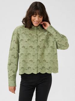KAFFE Tura Broderie Anglaise Shirt, Oil Green, Oil Green