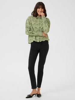 KAFFE Tura Broderie Anglaise Shirt, Oil Green - view 2, Oil Green