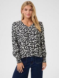 KAFFE Alice Animal Print V-Neck Blouse, Multi, Multi