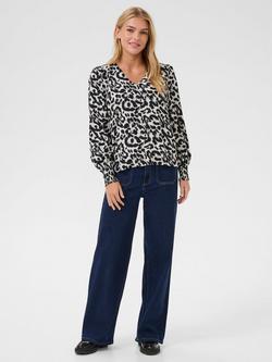 KAFFE Alice Animal Print V-Neck Blouse, Multi - view 2, Multi