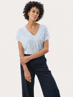 Part Two Axelines Floral Linen Rich T-Shirt, Ice Water, Ice Water