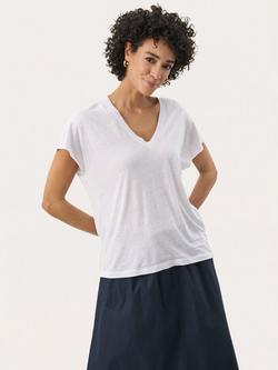Part Two Axelines Linen Blend V-Neck T-Shirt, Bright White