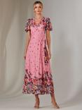 Jolie Moi Mirror Print Mesh Wrap Maxi Dress