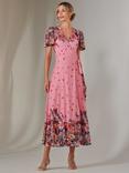 Jolie Moi Mirror Print Mesh Wrap Maxi Dress