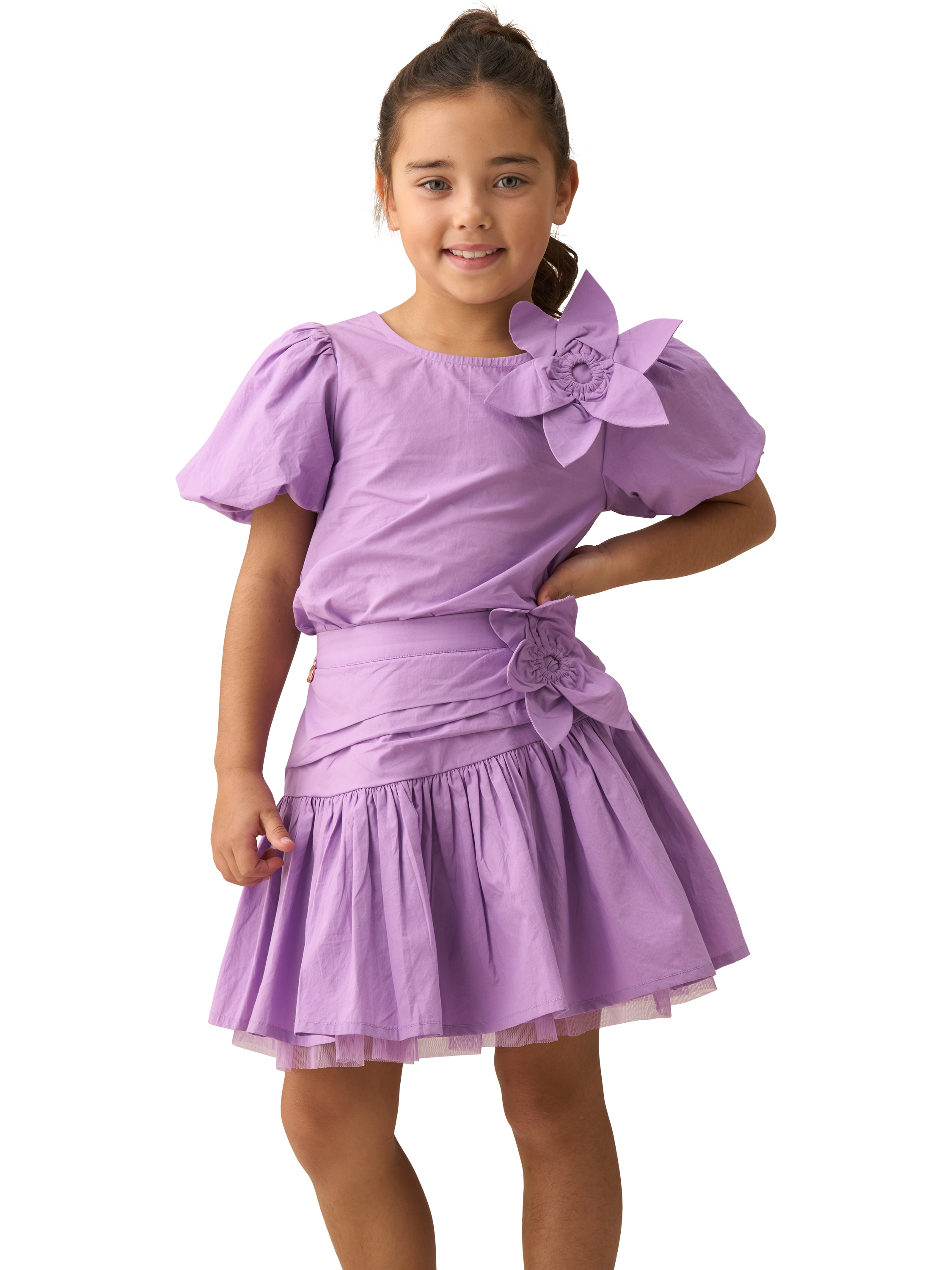 Product image 3 of 7, which shows Angel & Rocket Kids' Corsage Woven Skirt, Purple, 2 years